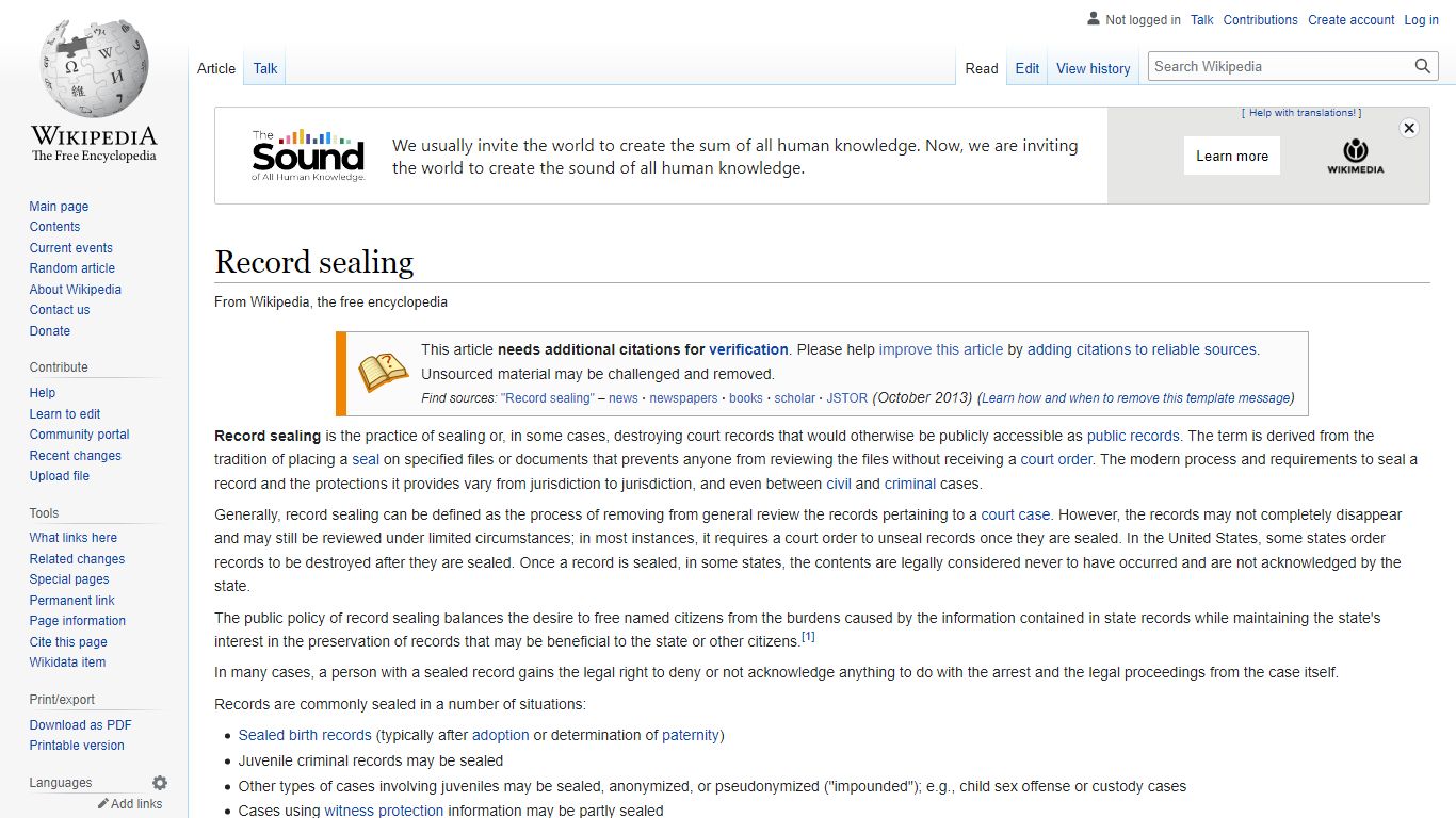 Record sealing - Wikipedia